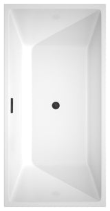 Sara 63" Freestanding White Bathtub, Matte Black Drain and Overflow Trim