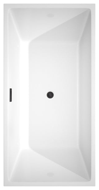 Sara 63" Freestanding White Bathtub, Matte Black Drain and Overflow Trim