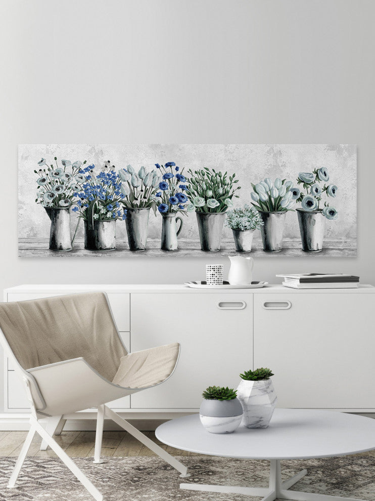 "Tulips and Blues" Painting Print on Wrapped Canvas