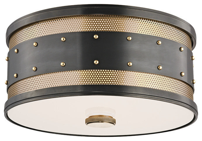 Gaines, 12" Flush Mount, Aged Old Bronze Finish