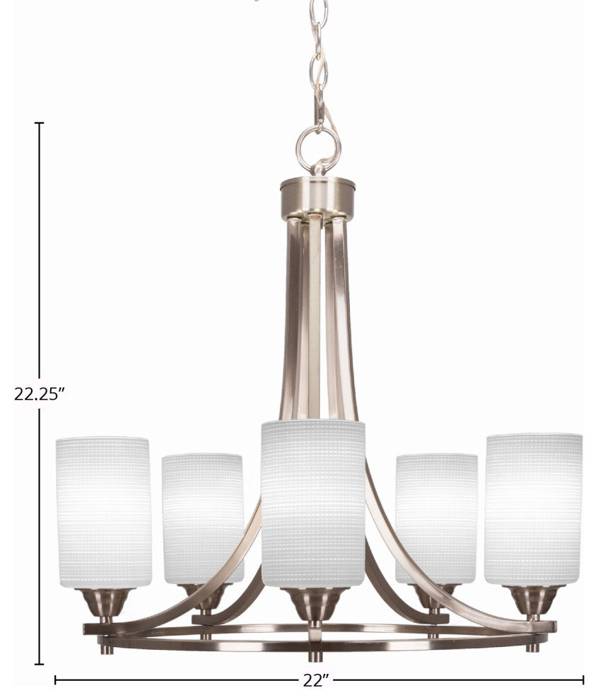 Paramount 5-Light Chandelier, Brushed Nickel, 4" White Matrix Glass