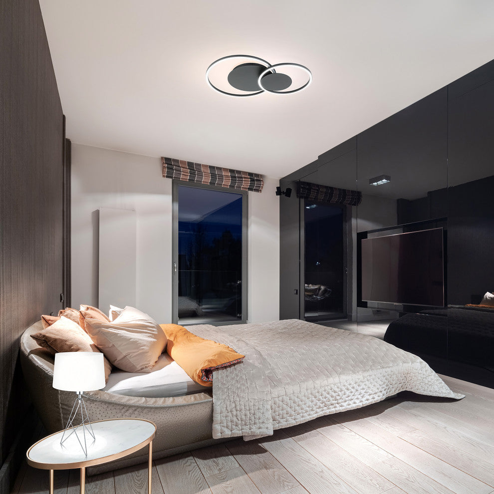 Palma 2-Light Integrated LED Ceiling Light, Structured Black Finish