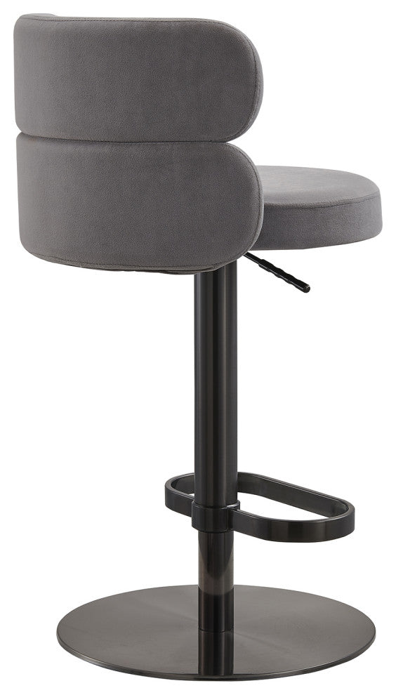 LUXMOD Velvet Counter Bar stool with Height Adjustable and Swivel, Grey
