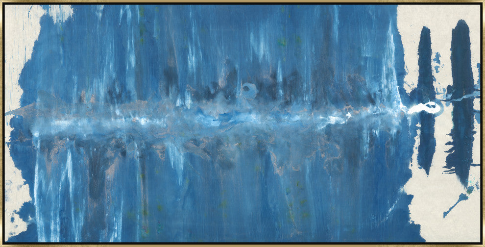 48x24 Morning Swim, Framed Artwork, Gold