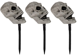 Set of 3 Halloween Skull Yard Stakes Outdoor Decorations