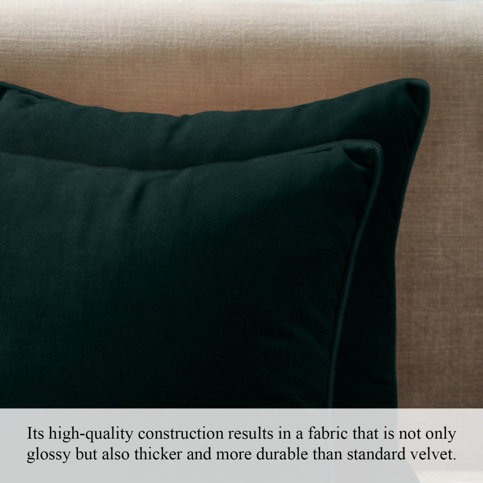 A1HC Soft Velvet Throw Pillow Covers Only, Set of 2, Dark Green, 24"x24"
