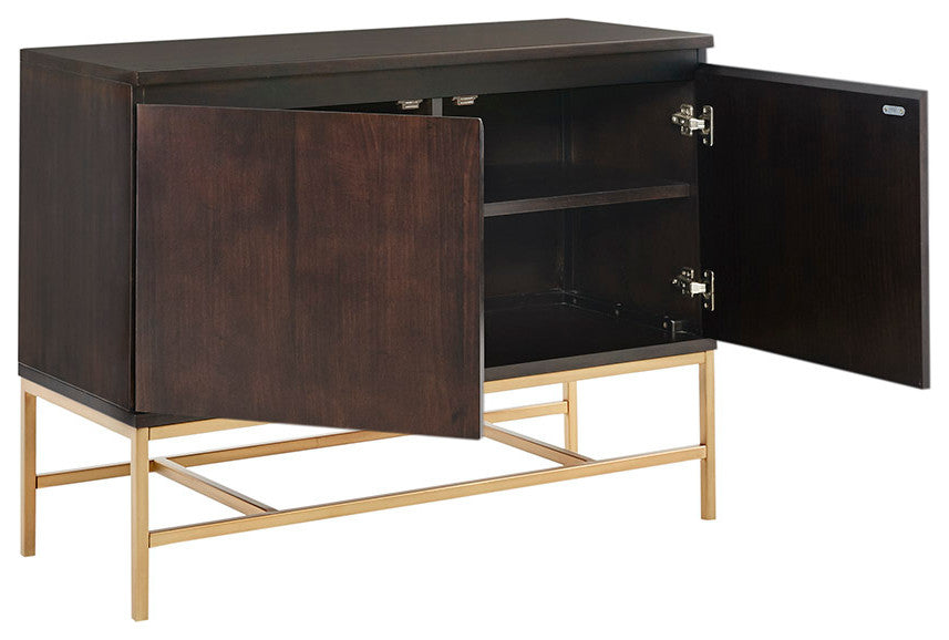 Martha Stewart Allister Modern Accent Cabinet Contemporary Chest, Gold Base