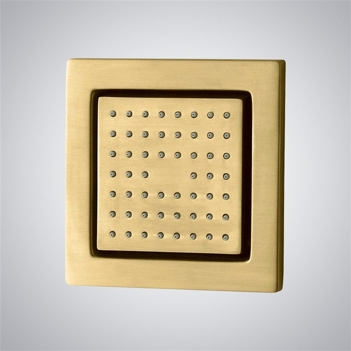 Nola 20" Brushed Gold LED Digital Rainfall Shower System With 3 Square Body Jets