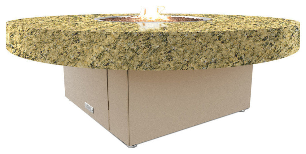 Circular Fire Pit Table, 48 D, Propane, Santa Cecillia Top, Beige