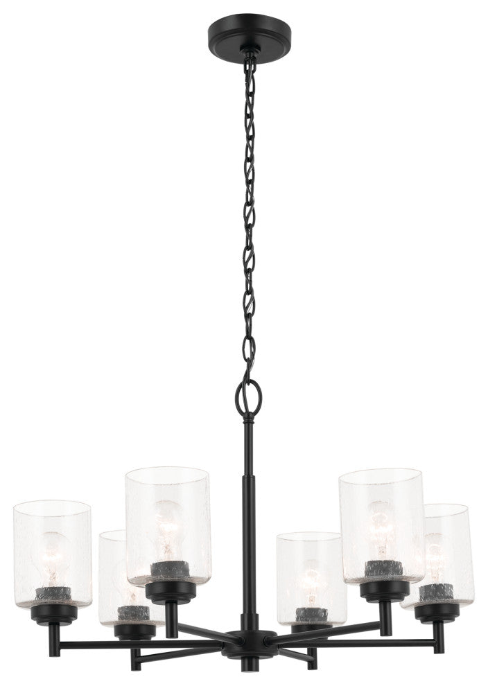 Winslow 26" 6 Light Chandelier With Clear Seeded Glass, Black