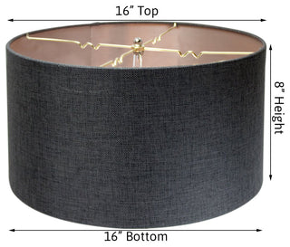 Granite Burlap Hardback Drum Lampshade 16"x16"x9", Granite Gray