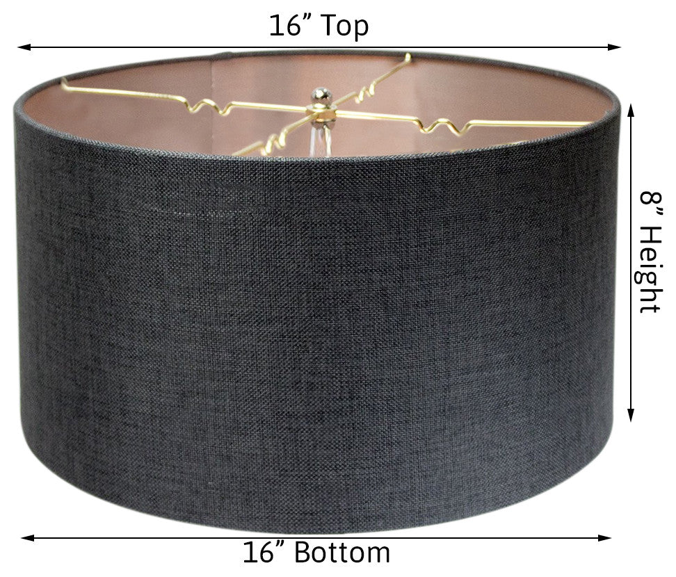 Granite Burlap Hardback Drum Lampshade 16"x16"x9", Granite Gray