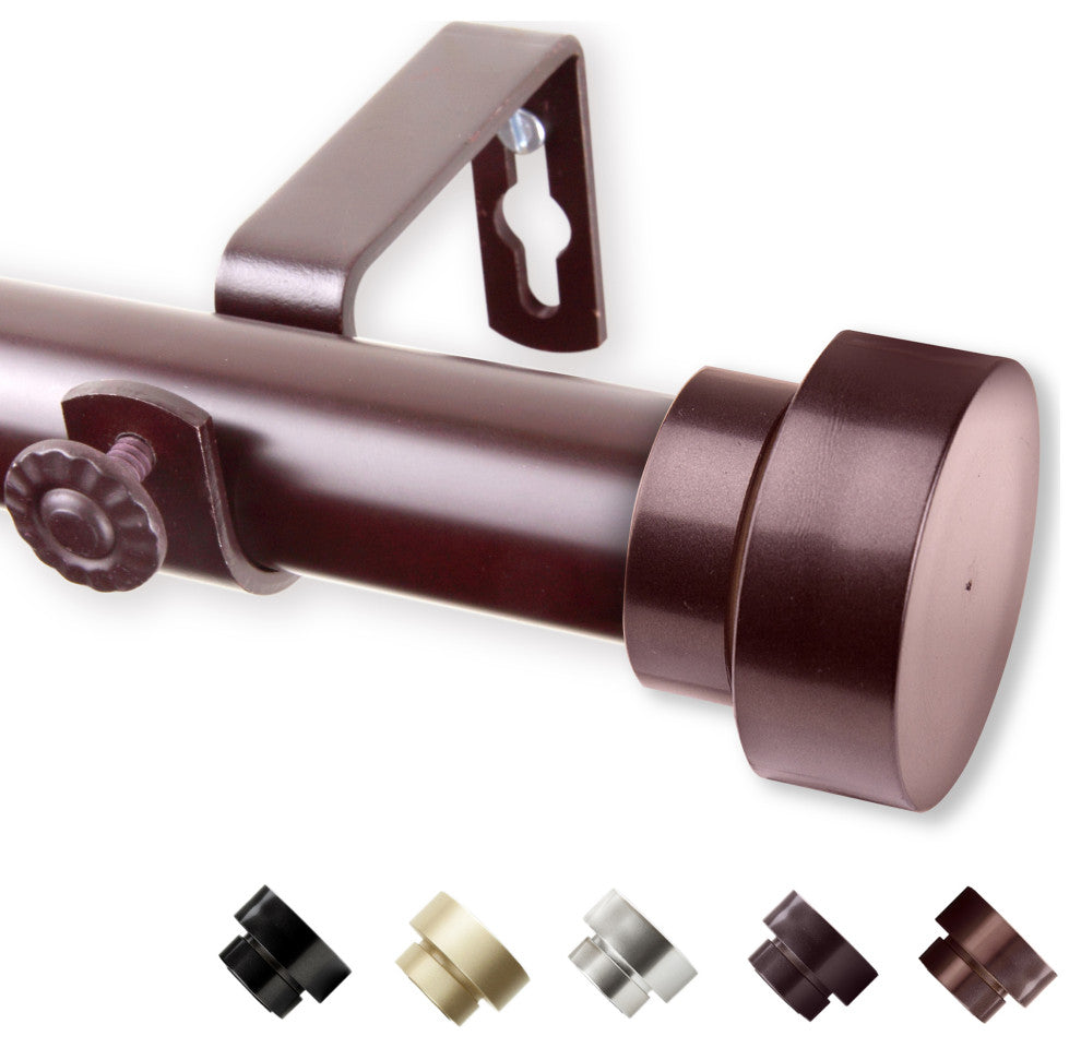 Bonnet 1" Curtain Rod, Mahogany, 66-120"