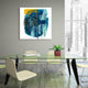"Intuitive Motion" Blue Abstract Wall Art Free Floating Tempered Glass Print