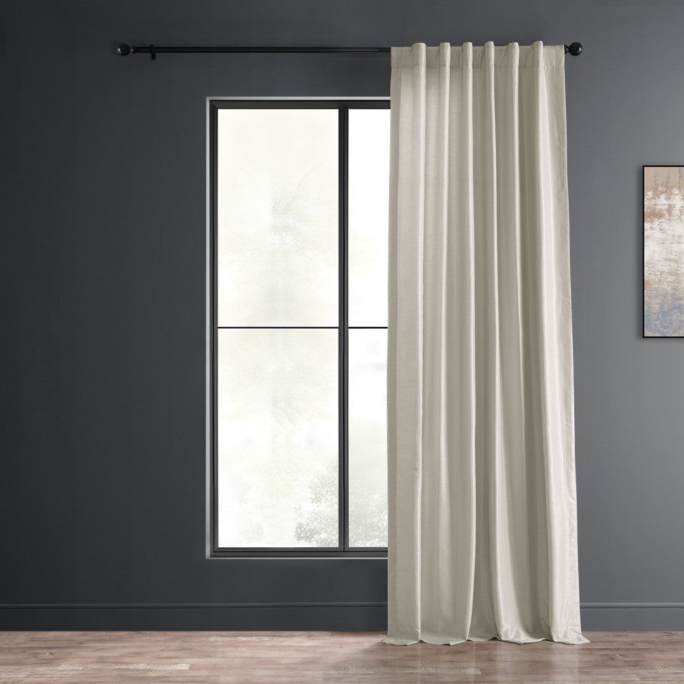 Vintage FauxDupioni Silk Curtain, Single Panel, Mist Gray, 50"x108"