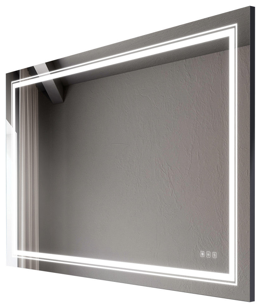 72" x 36" Rectangular Frameless LED Anti-Fog Wall-Mounted Bathroom Vanity Mirror