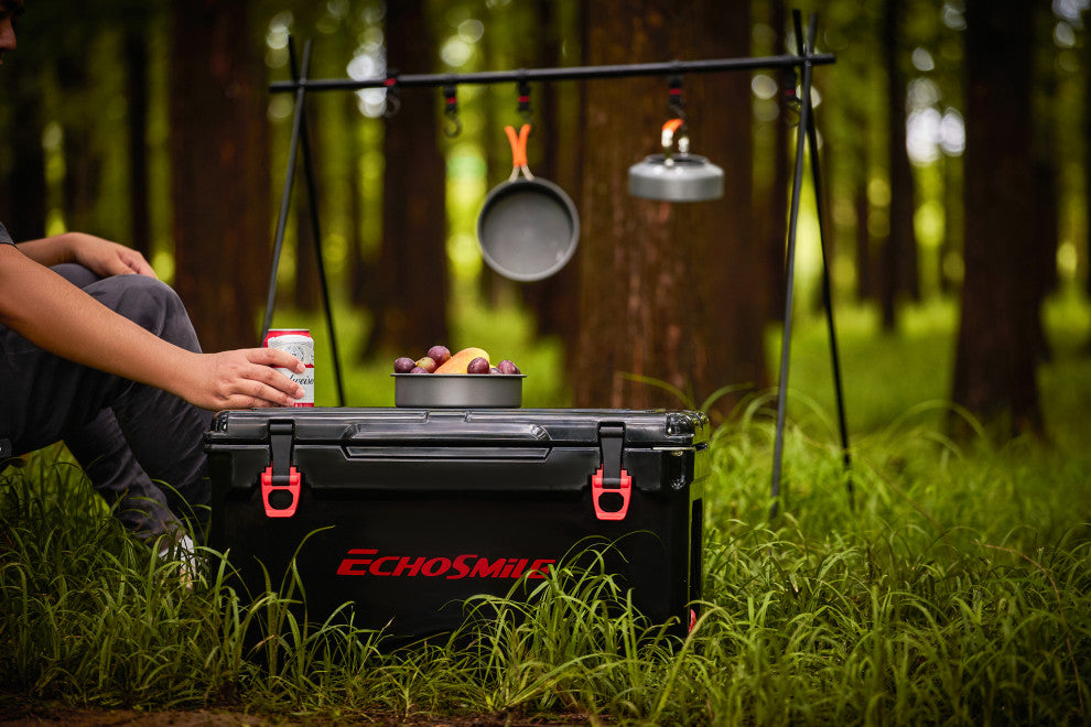 EchoSmile 40 qt. Rotomolded Cooler, Black and Red