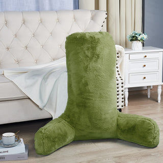 Fox Faux Fur Bedrest, Needs Assembly, Green Moss, 28"x30"x17"