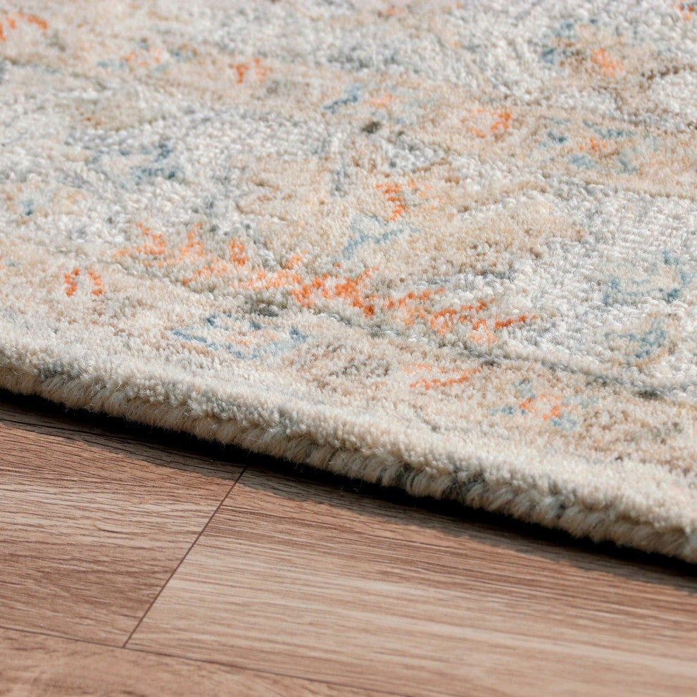 Ox Bay Vin Mel Abstract Hand-Tufted Area Rug, Silver/Tan, 5' x 7'9"