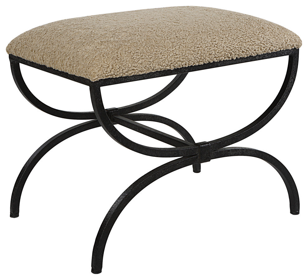 Uttermost Hacienda 24x20" Plush Latte Small Bench, Aged Black