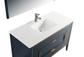 Vetro 48" Vanity With Quartz Counter Top, Gloss White , Navy Blue