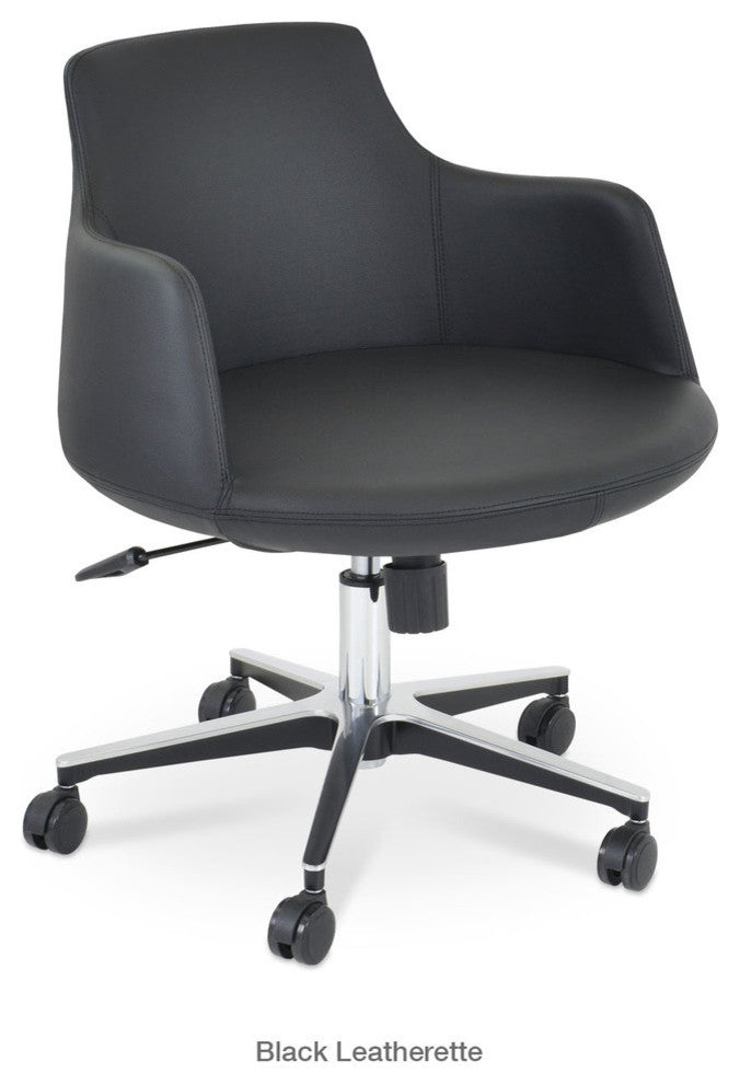 Dervish Office Dining Chair, Aluminum Base, Turquoise Camira Wool