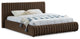 Nico Black Velvet Upholstered Bed, Brown, Full