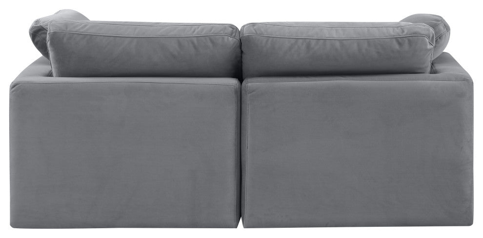 Indulge Upholstered Modular Sofa, Grey, 2-Piece: 2 Corner Chair, Down Stuffed Velvet