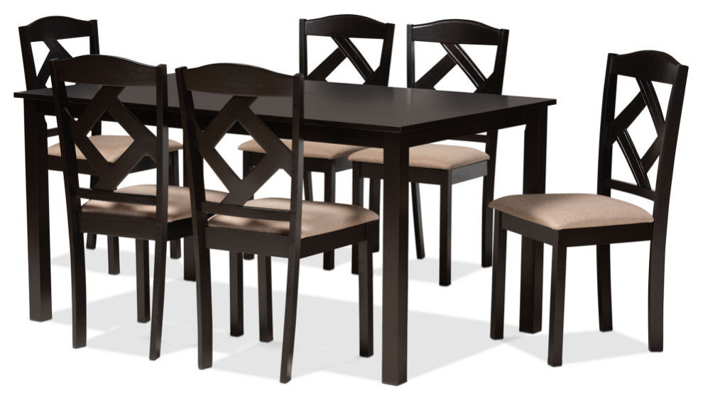 Socorro Modern 7-Piece Dining Set, Sand
