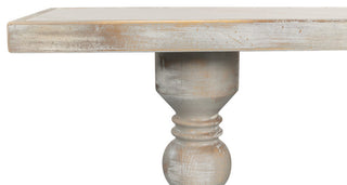 Double Pedestal Console Table Distressed White Solid Wood