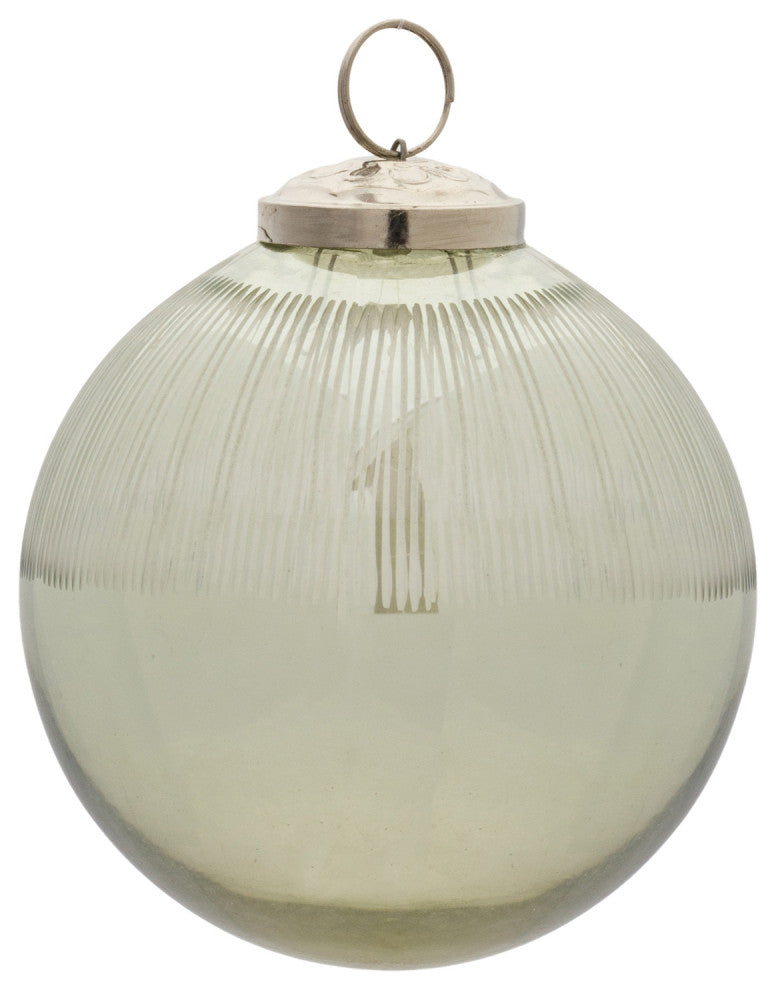 Ribbed Glass Ball Ornament, 12-Piece Set