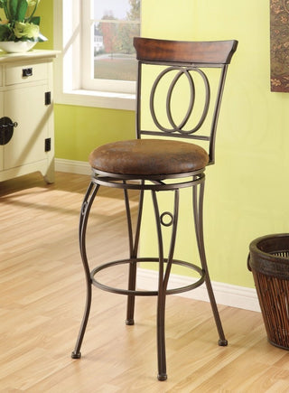 Bar Chair With Swivel, Fabric and Dark Bronze, Set of 2