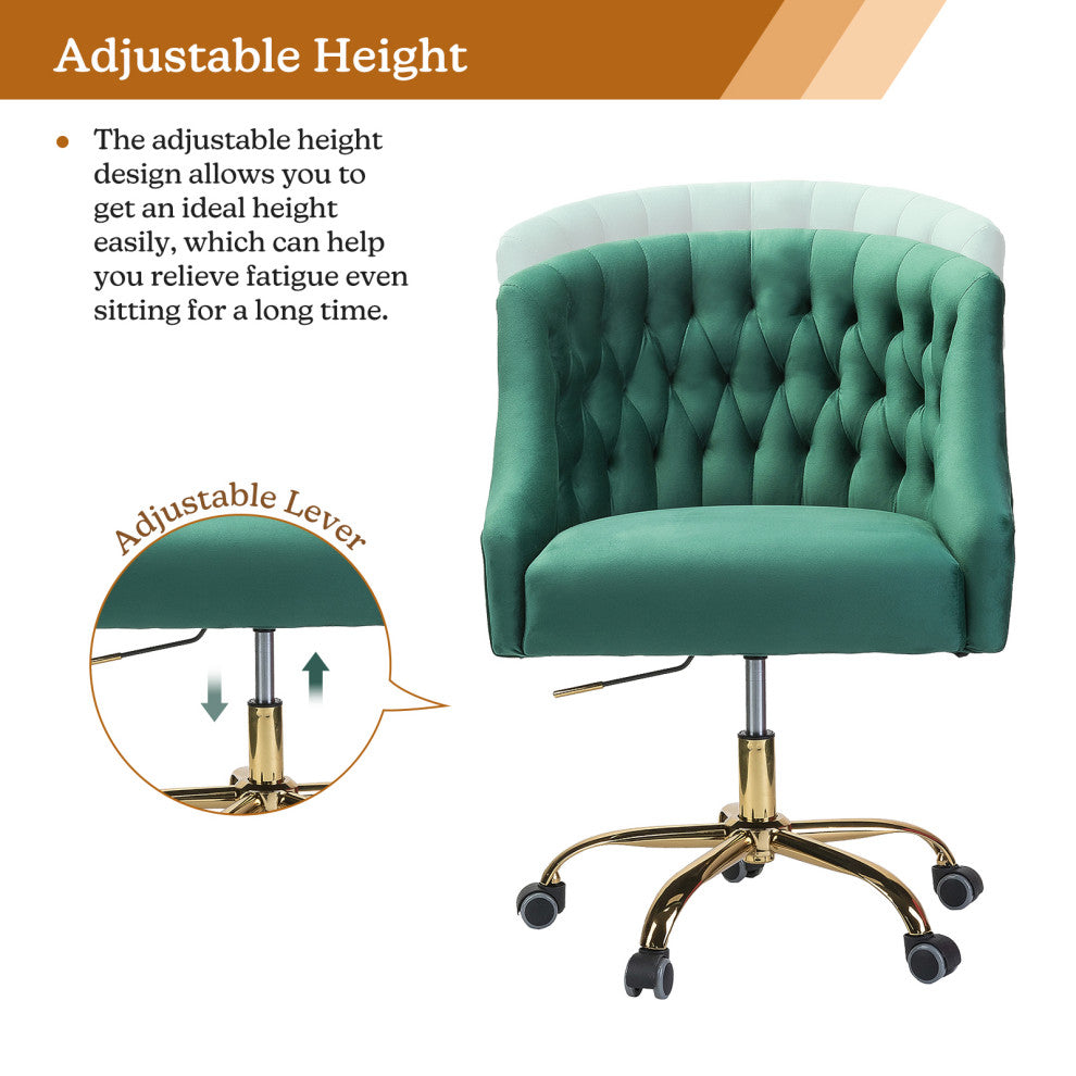 Home Office Swivel Chair with Button-Tufted Back, Green