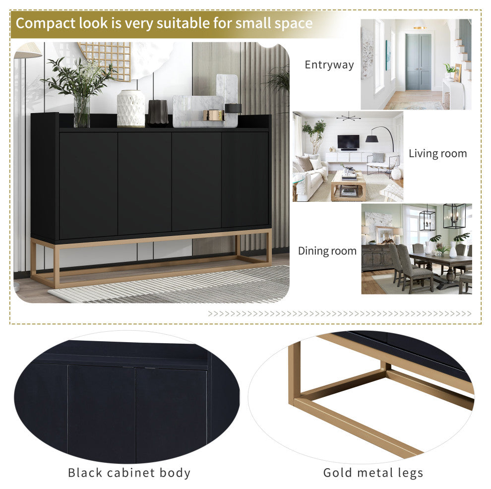 TATEUS 47" Modern Sideboard Buffet Cabinet For Dining Room Kitchen, Black