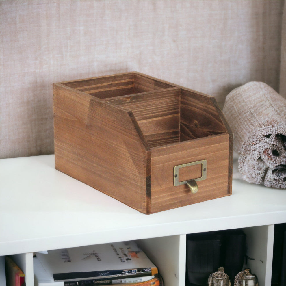 2-Slot Wooden Desk Organizer