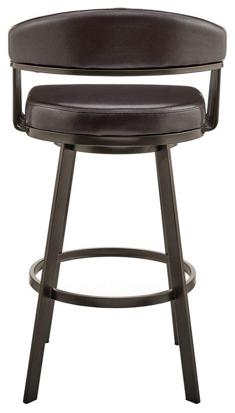 Bronson 30 Bar Height Swivel Bar Stool in Java Brown Finish and Chocolate...