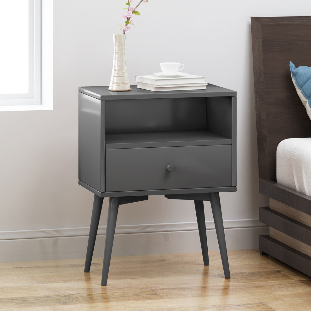 Alexis Mid-Century Modern Side Table, Dark Gray