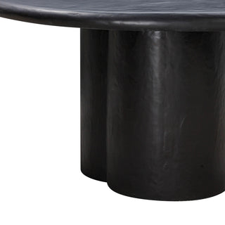Elika Black Faux Plaster Round Dining Table, Eclectic Minimalst Outdoor Table