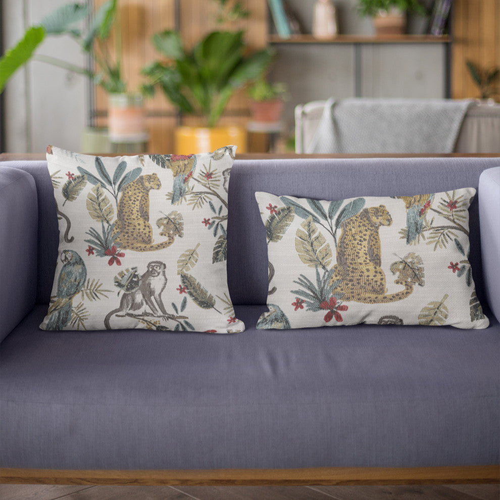 Plutus Multi-Color Jungle Luxury Throw Pillow, Multi-Color, 22" x 22"