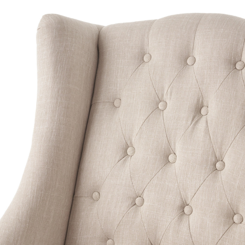 GDF Studio Clarice Tall Wingback Tufted Fabric Accent Chair, Light Beige
