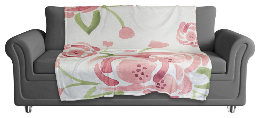 Large Watercolor Roses 50x60 Throw Blanket