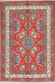 Traditional Pakistani Kazak Wool Hand-Knotted Oriental Area Rug, Red, 4'8"X3'3"