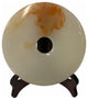 Chinese Natural White Brown Stone Round Fengshui Home Decor Display Hws1836