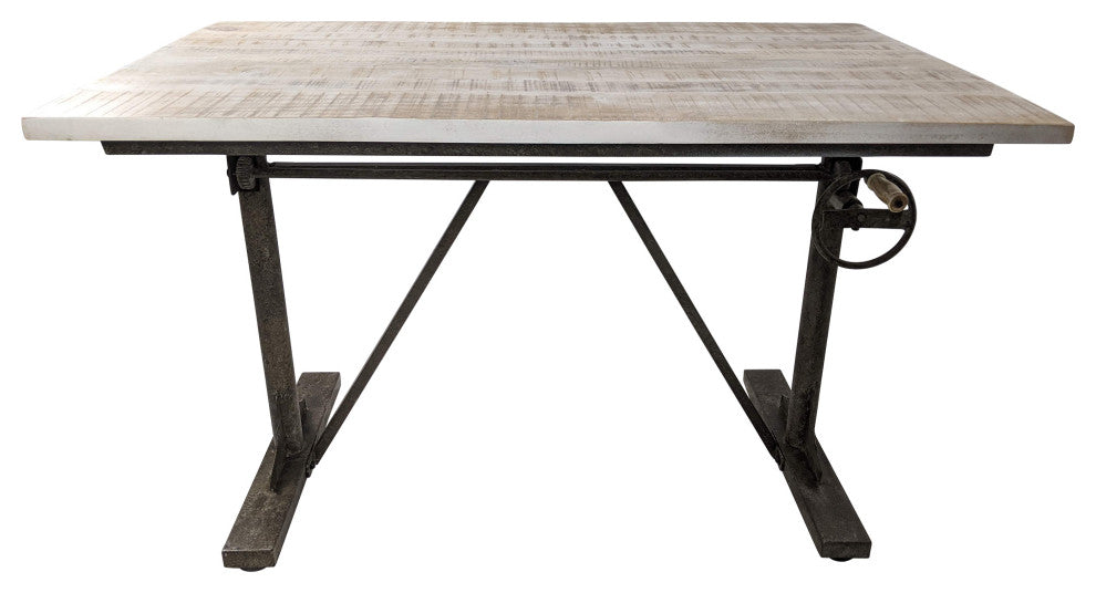 Brio Sit or Stand Adjustable Desk, Natural Driftwood/Aged Iron