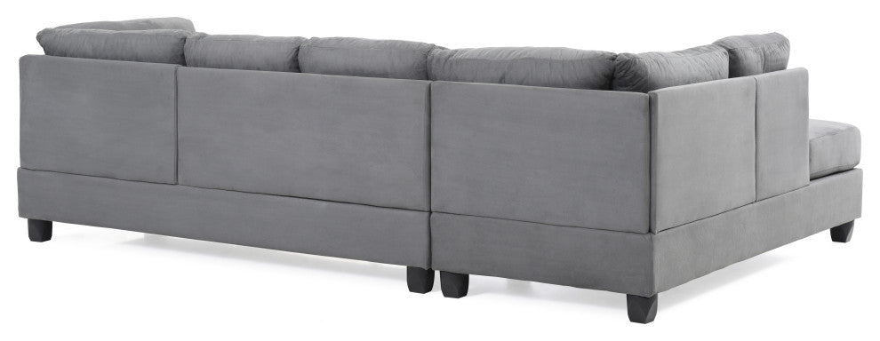 Solana Micro Suede Sectional, Grey Micro Suede