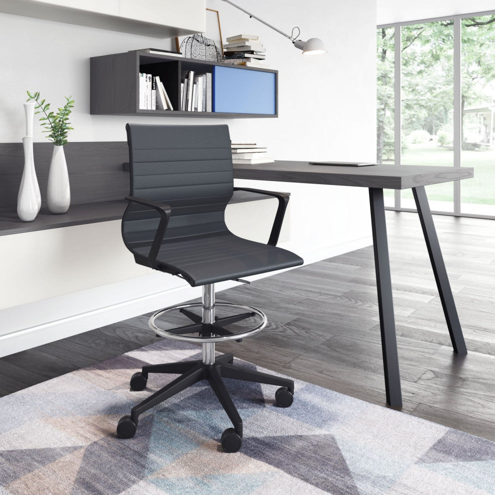 Computer Work Chair, Fabric, Steel, Black, Black, Chrome, Home Business Office