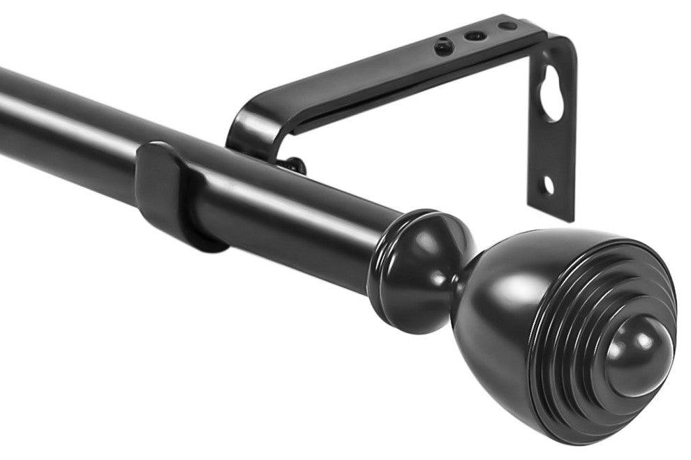 1" Urn Drapery Curtain Rod, Black, 28"-48"
