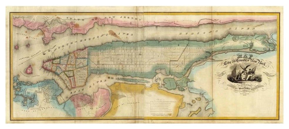 "New York City & County, 1832" Digital Paper Print by David H. Burr, 38"x17"