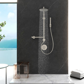 Atlantis 10-in Rain Showerhead Shower with 5-Body Jets and Handshower, Brushed Nickel, 2.5gpm