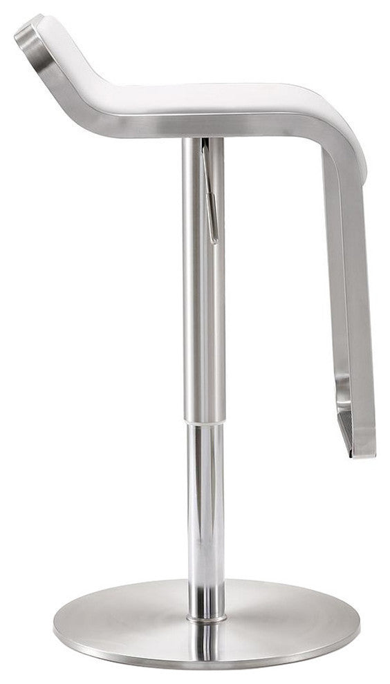 TOV Furniture Napoli White Stainless Steel Adjustable Barstool